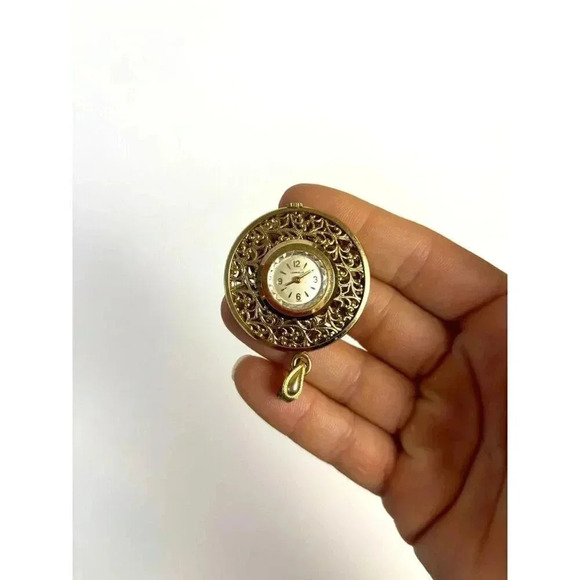 Gorgeous Vintage Carravelle Circular Pendant Necklace Clock - Picture 7 of 8